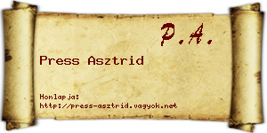 Press Asztrid névjegykártya